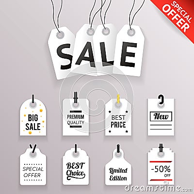 Price Sale Text Tag Symbol Labels Icons Set Background Template Vector Illustration