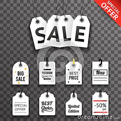 Price Sale Text Tag Symbol Labels Icons Set Background Template Vector Illustration Vector Illustration