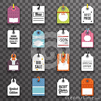 Price Sale Text Tag Symbol Labels Icons Set Transperent Background Template Vector Illustration Vector Illustration