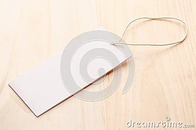 Price tag on wooden table background Stock Photo