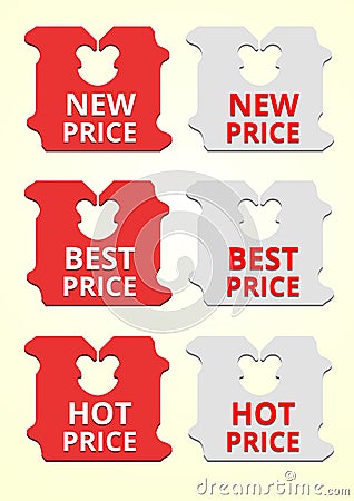 Price Tag Bread Clip color red and white. Vector Illustration