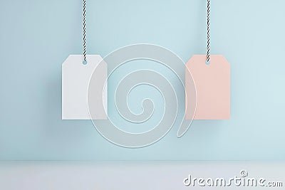 Price tag fluttering flat design front view Black Friday theme 3D render Split-complementary color scheme Stock Photo