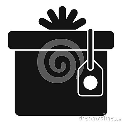 Price tag gift box icon simple vector. Parcel festivity Stock Photo
