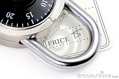 Price tag and lock Stock Photo