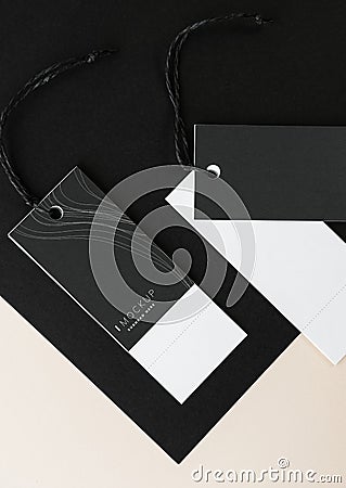 Black price tag design mockup Stock Photo