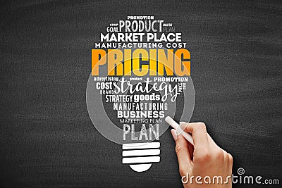 Pricing light bulb word cloud Stock Photo