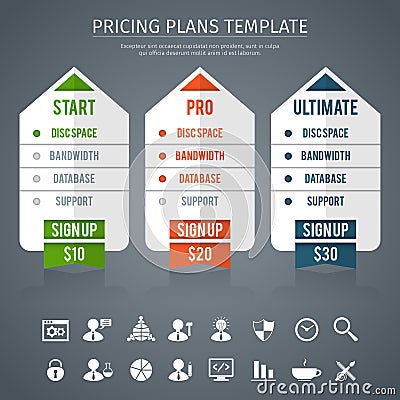 Pricing Plan Template Vector Illustration