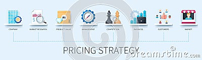 Pricing strategy vector infographic in 3D style Vector Illustration