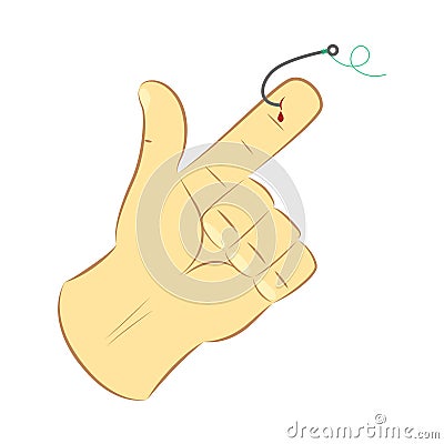 Pricked by fishing hook, vector Vector Illustration
