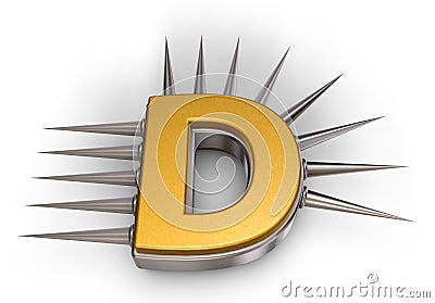 Prickles letter d Cartoon Illustration