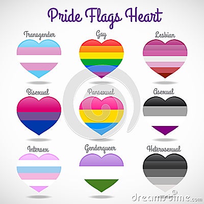 Pride flags heart signs and sex sign vecter design Vector Illustration