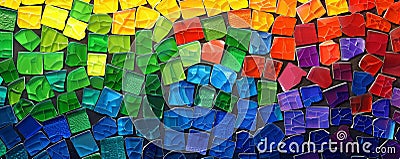 Pride LGBT background showcasing a rainbow-colored mosaic tile pattern, adding a textured and Stock Photo