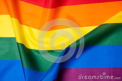 Pride LGBT gay rainbow flag top view flat lay Stock Photo
