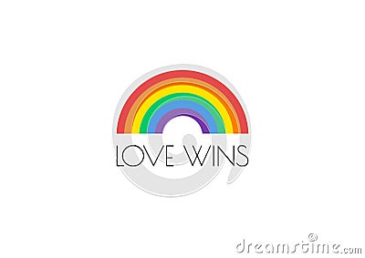 Pride love wins text and rainbow flag vector illustration Vector Illustration