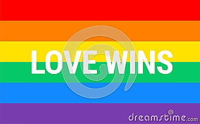 Pride rainbow flag Love Wins typography - vector background Vector Illustration