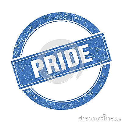 PRIDE text on blue grungy round stamp Stock Photo