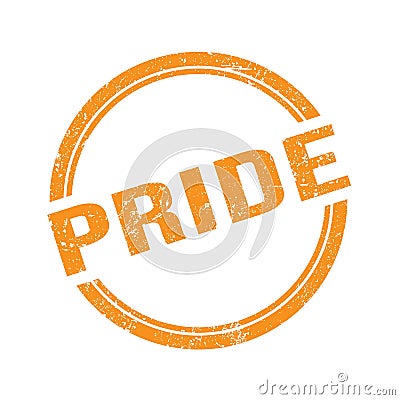 PRIDE text written on orange grungy round stamp Stock Photo