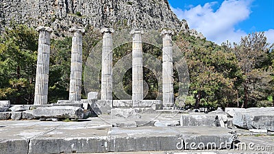 Columns of Priene antique Greek city of Ionia near Ayd?n province Turkey Stock Photo
