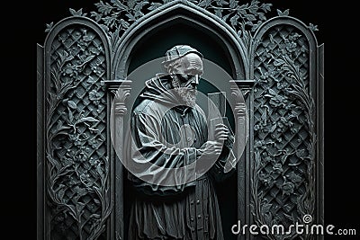 The priest absolves the parishioner in the confessional in the church. Faith, religion, comfort, pastor. Catholic in Stock Photo