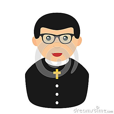 Priest Avatar Flat Icon Isolated on White Vector Illustration