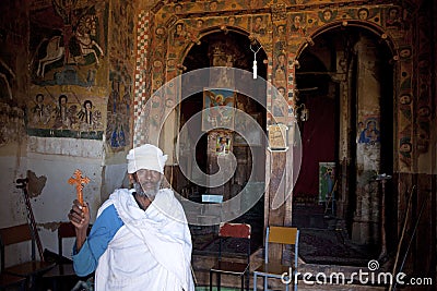 A Priest in a church, Mek'ele Editorial Stock Photo