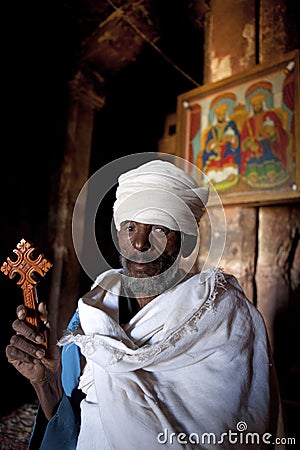 A priest holding a cross, Ethiopia Editorial Stock Photo