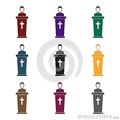 Priest icon in black style isolated on white background. Religion symbol stock vector illustration. Vector Illustration