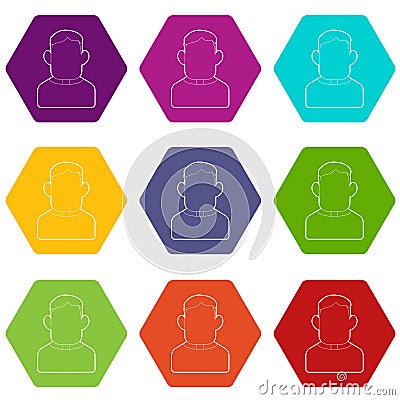 Priest icons set 9 vector Vector Illustration