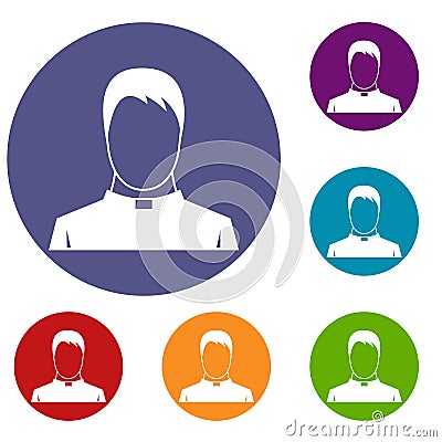 Priest icons set Vector Illustration