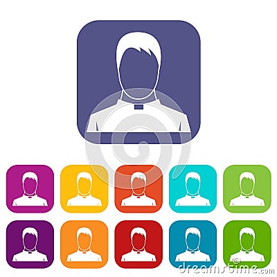 Priest icons set Vector Illustration