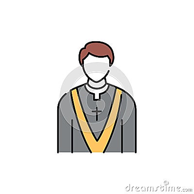 Priest line color icon. Religion. Sign for web page Vector Illustration