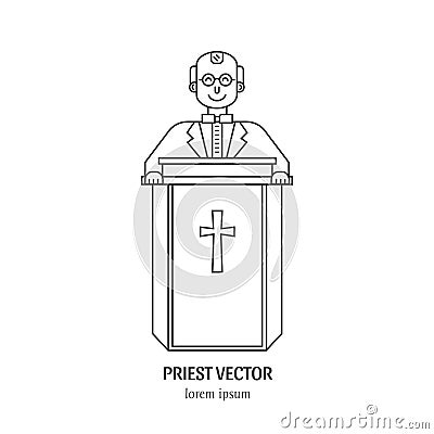 Priest line icon Vector Illustration