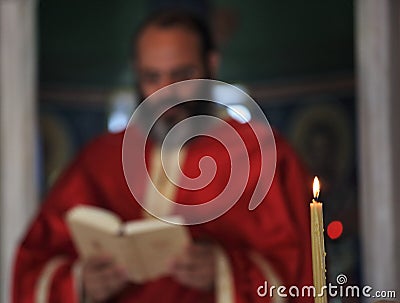 Priest of Saint George chapel on Lycabettus Hill Editorial Stock Photo