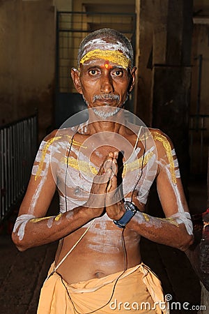 Priest in temple Madurai Editorial Stock Photo