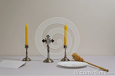 Priest visit preparation Stock Photo