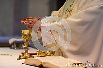 Priest during a wedding ceremony Stock Photo