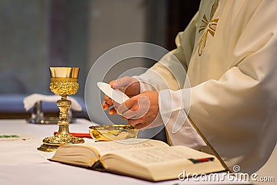 Priest during a wedding ceremony Stock Photo