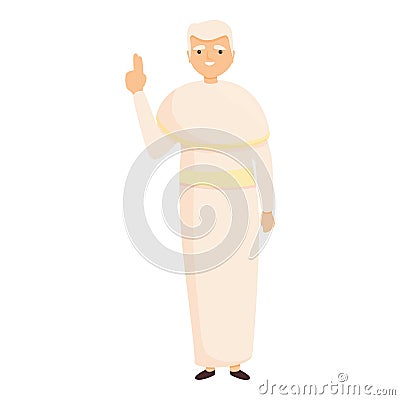 Priest white clothes icon, cartoon style Vector Illustration