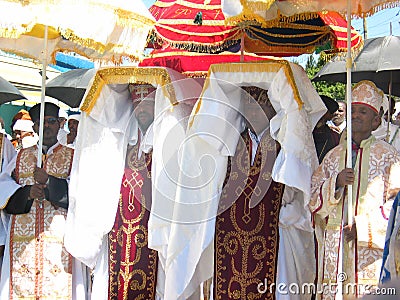 Priests carrying the Tabot during Timket Editorial Stock Photo