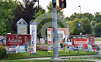 Primary Election Campaign Signs Maryland Editorial Stock Photo