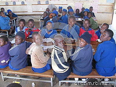 Primary school children inside classroom in Zimbabwe Editorial Stock Photo