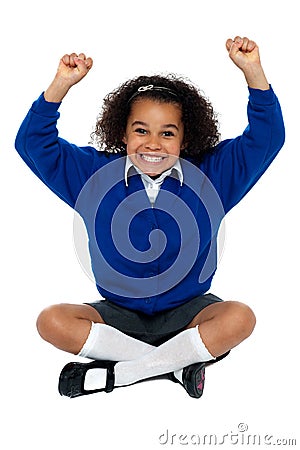 Primary school girl grinding her teeth Stock Photo