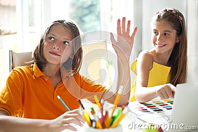 Primary school pupils in class Stock Photo