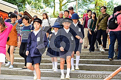 Primary school students wearing school uniforms Editorial Stock Photo