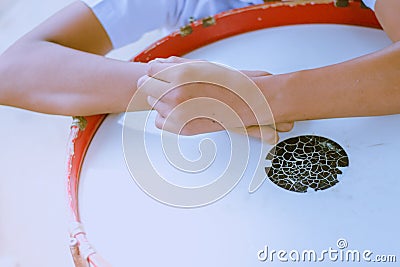 Primary Studentspractice the marching band. Stock Photo