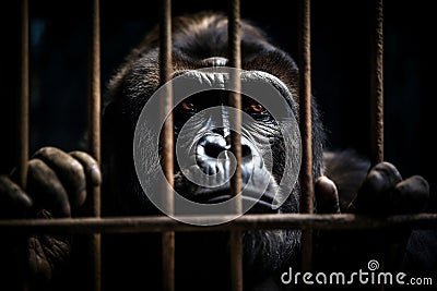 Primate face monkey zoo nature ape animal mammals wild cage wildlife Stock Photo