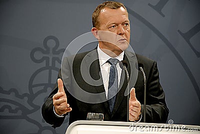 PRIME MINISTER LARS LOKKE RASMUSSEN _BEDRE BALANCE Editorial Stock Photo