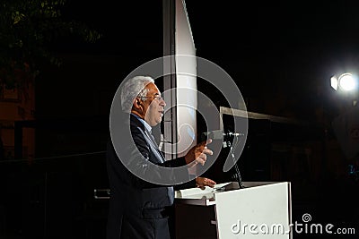 Prime Minister of Portugal gave a speech during the Partido Socialista event in Setubal, Portugal Editorial Stock Photo