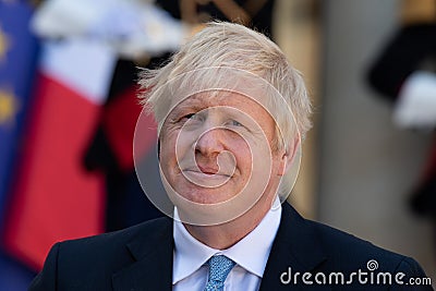 Paris, FRANCE - 22th august 2019 : Boris Johnson at ElysÃ©e Palace Editorial Stock Photo