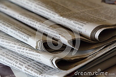 PRIMELIN, FRANCE - SEPTEMBER 24Â : Pile of newspapers, September 24, 2016 Editorial Stock Photo